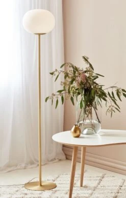 Nordlux ALTON Stehlampe Messing, Opal Weiß E27 Mit Kabelschalter 28x28x150cm -Nordlux 2010514001 2am