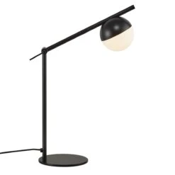 Nordlux CONTINA Schreibtischlampe Schwarz, Opal Weiß G9 Mit Kabelschalter 27x15x48,5cm