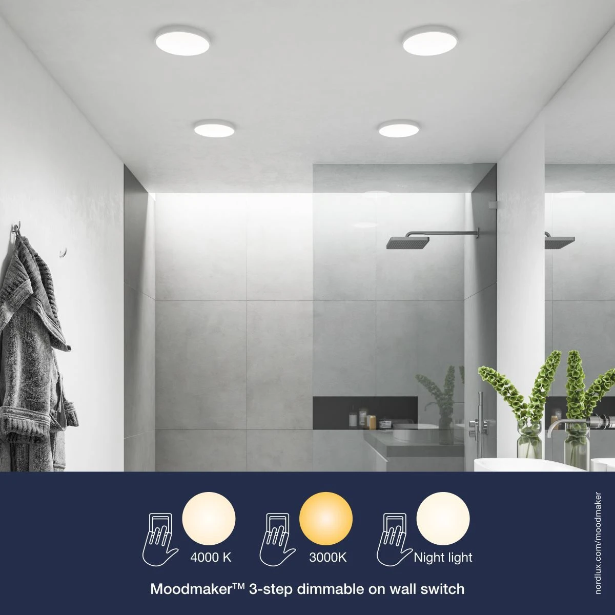 Nordlux SOLLER LED Einbaustrahler Weiß 1000lm IP44 Stepdimmer 17,9x17,9x2,5cm 7 Nordlux SOLLER LED Einbaustrahler Weiß 1000lm IP44 Stepdimmer 17,9x17,9x2,5cm – Bild 5