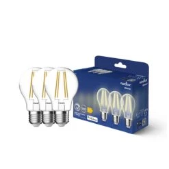 Nordlux Smart Home LED Leuchtmittel E27 A60 3er Set Filament 600lm 2200K-6500K 4,7W 80Ra 360° 6x6x10,4cm App Steuerbar -Nordlux 2270012700 2