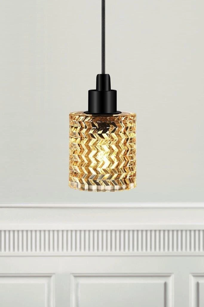 Hängelampe Riffelglas Bernstein Nordlux Hollywood Mit E27 Fassung 4 Hängelampe Riffelglas Bernstein Nordlux Hollywood Mit E27 Fassung – Bild 2