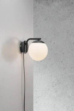 Wandlampe Schwarz Opalglas Kugel Nordlux Grant Mit E14 Fassung -Nordlux 47091003 2