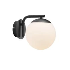 Wandlampe Schwarz Opalglas Kugel Nordlux Grant Mit E14 Fassung