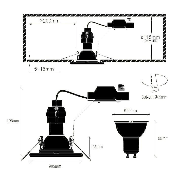 LED Einbaustrahler Schwarz Nordlux Canis 5er Set GU10 A 345lm 2700K 6 LED Einbaustrahler Schwarz Nordlux Canis 5er Set GU10 A 345lm 2700K – Bild 4