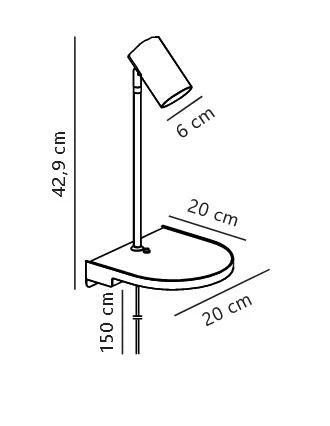 Nordlux CODY Wand Leselampe Schwarz GU10 Mit Ablage U. USB-Port 20x20x42,9cm 4 Nordlux CODY Wand Leselampe Schwarz GU10 Mit Ablage U. USB-Port 20x20x42,9cm – Bild 2