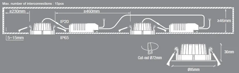 LED Einbauleuchte Nickel Nordlux Dorado IP65 345lm 2700K Dimmbar 7 LED Einbauleuchte Nickel Nordlux Dorado IP65 345lm 2700K Dimmbar – Bild 5
