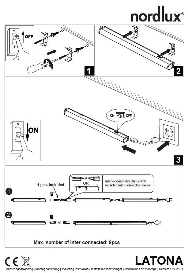 LED Unterbauleuchte Weiß Nordlux Latona 12W 1050lm 91,2cm 3000K-4000K 2-Step 8 LED Unterbauleuchte Weiß Nordlux Latona 12W 1050lm 91,2cm 3000K-4000K 2-Step – Bild 6
