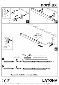LED Unterbauleuchte Weiß Nordlux Latona 9W 730lm 56,2cm 3000K-4000K 2-Step -Nordlux latona tz 1
