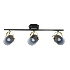 Retro Deckenstrahler Schwarz Gold Nordlux Lotus 3-flammig E14