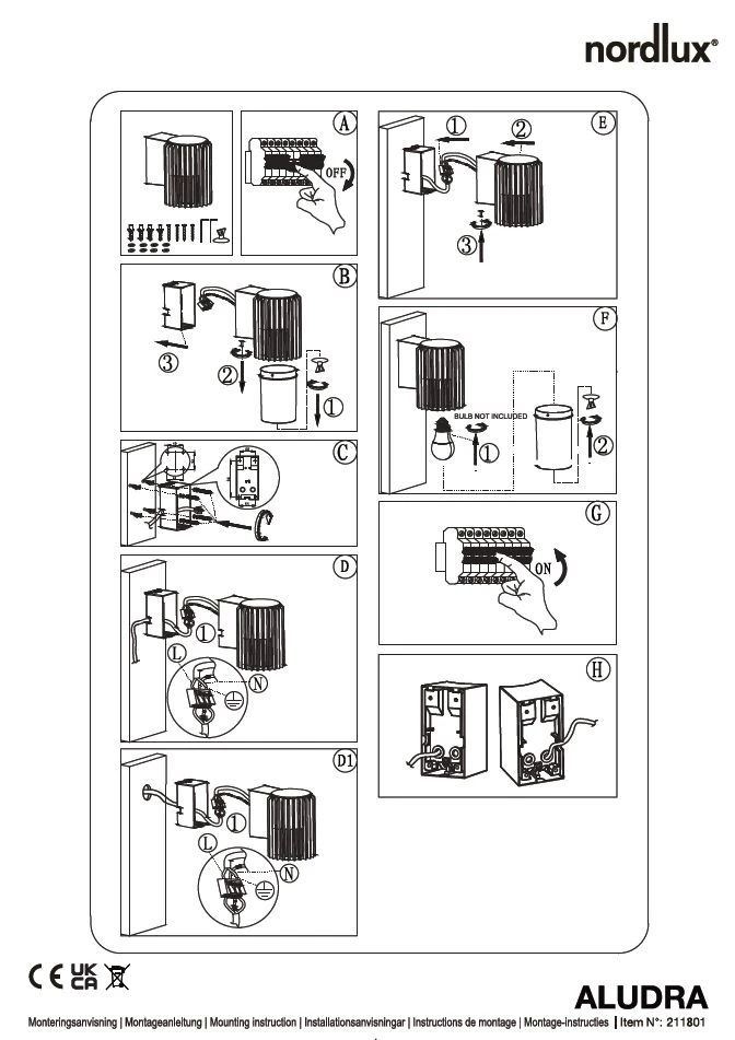 Wandleuchte Alu Metallisch Braun Nordlux Aludra IP54 E27 8 Wandleuchte Alu Metallisch Braun Nordlux Aludra IP54 E27 – Bild 6