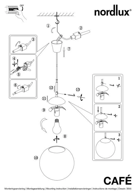 Nordlux Cafe 15 Pendelleuchte Opal Weiss 4 Nordlux Cafe 15 Pendelleuchte Opal Weiss – Bild 2