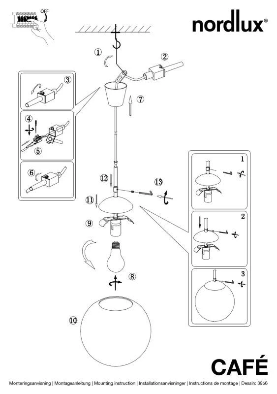 Nordlux Cafe 20 Pendelleuchte Opal Weiss 5 Nordlux Cafe 20 Pendelleuchte Opal Weiss – Bild 3