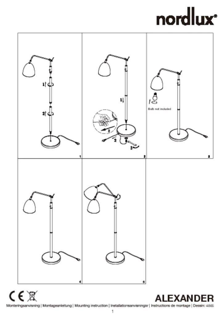 Stehleuchte Schwarz Nordlux Alexander E27 Schwenkbar 6 Stehleuchte Schwarz Nordlux Alexander E27 Schwenkbar – Bild 4