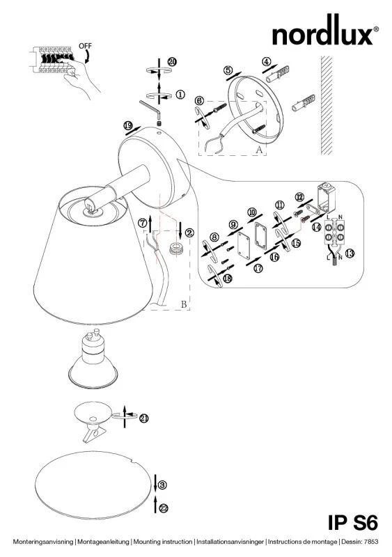 Nordlux IP S6 Bad Wandleuchte Weiss 6 Nordlux IP S6 Bad Wandleuchte Weiss – Bild 4